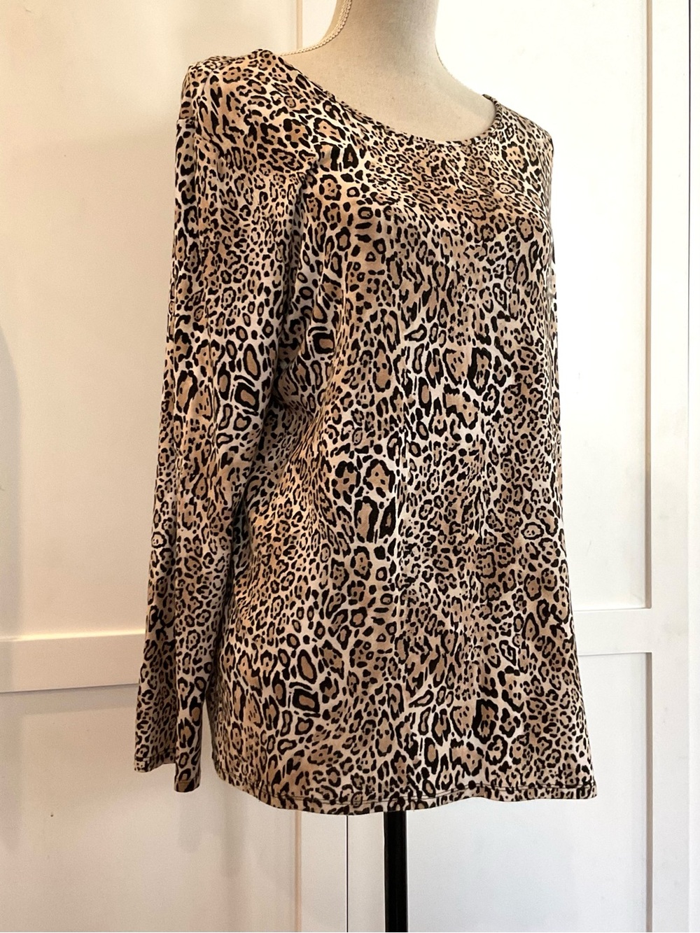 Chico's Leopard Print Long Sleeve Top - Tan & Black